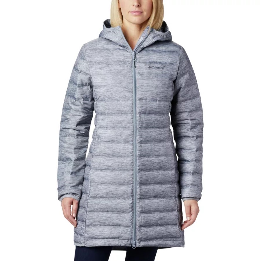 Columbia Damen-lake 22 Lange Daunenjacke Mit Kapuze Tradewinds Grau Meliert