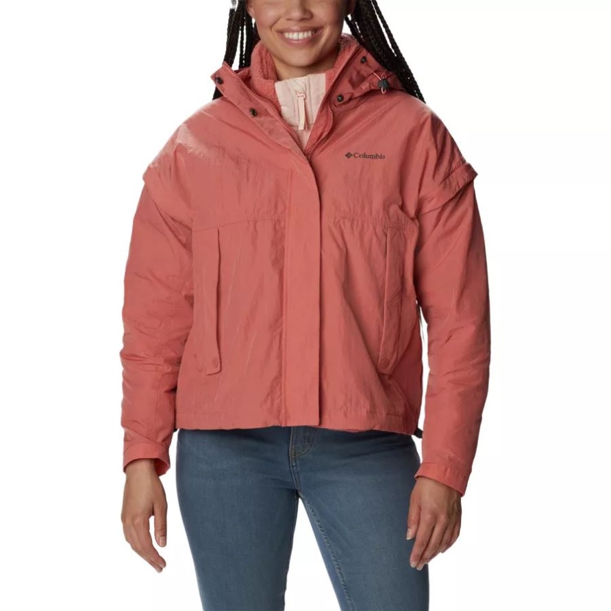 Columbia Laurelwoods Interchange 3-in-1 Kurz Geschnittene Jacke In Dunkler Koralle Für Damen