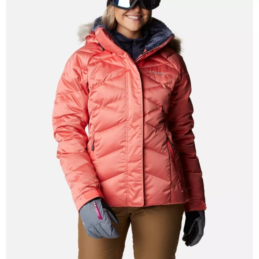 Columbia Damen Lay D Down II Wasserdichte Daunen-Skijacke Neon Sunrise