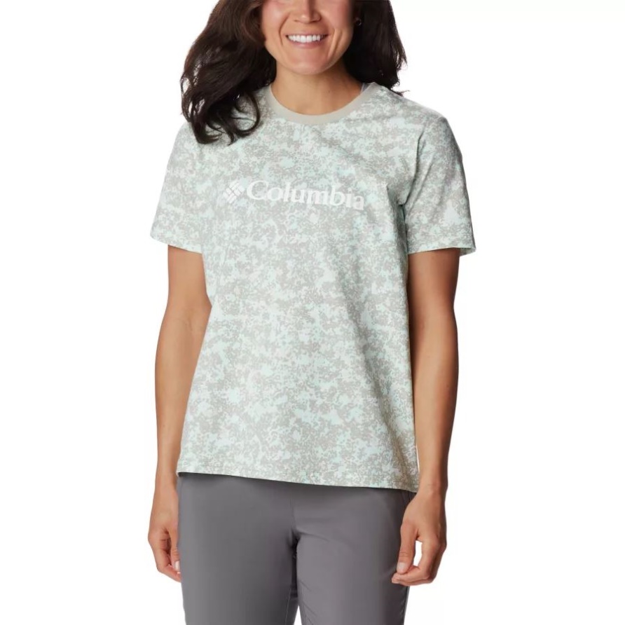 Columbia Frauen North Cascades Lässig Bedrucktes T-shirt Kreide Gepunktete Verkleidung