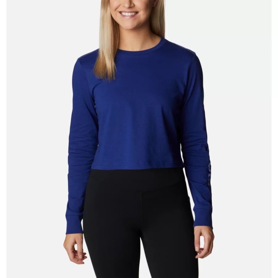 Columbia North Cascades Langarm-T-Shirt Mit Aufdruck Für Damen, Dk Sapphire/csc Farbverlaufsärmel