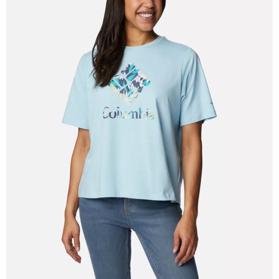 North Cascades Relaxed T-Shirt Für Columbia-Frauen Frühlingsblau/Edelstein-Glyzinien