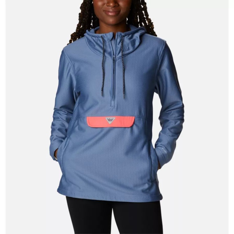 Columbia Pfg Skiff Guide Fleeceanorak Für Damen Bluestone/Neon Sunrise