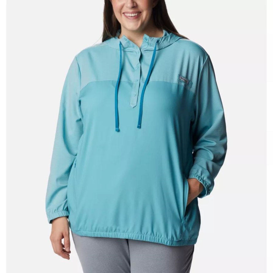 Columbia Pfg Tamiami Frauen Hoodie Plus Größe Sea Wave/deep Marine
