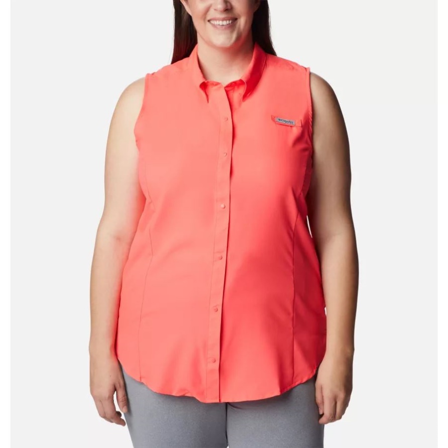 Columbia Frauen Pfg Tamiami ärmelloses Shirt Plus Größe Neon Sonnenaufgang