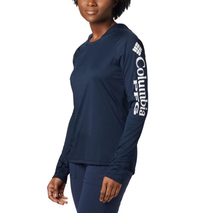 Columbia Pfg Tidal Tee Hoodie Damen Collegiate Navy/weißes Logo