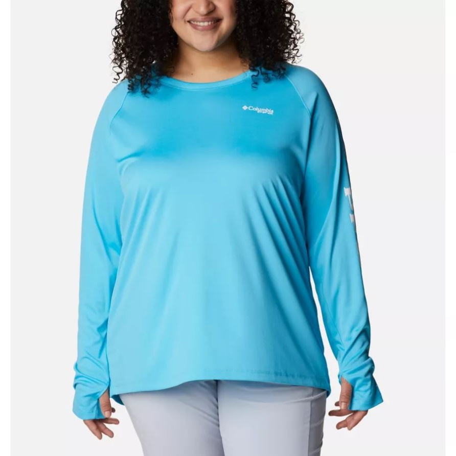 Pfg Tidal Tee Hoodie Für Damen Columbia Plus Größe Atoll/weißes Logo