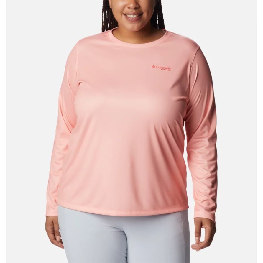 Columbia Frauen Pfg Tidal Tee Island Time Langarmshirt Plus Größe Tiki Pink/neon Sunrise