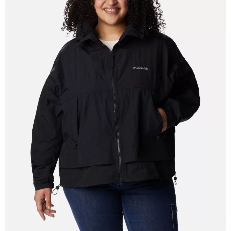 Columbia Paracutie Windbreaker Damen Plus Größe Schwarz