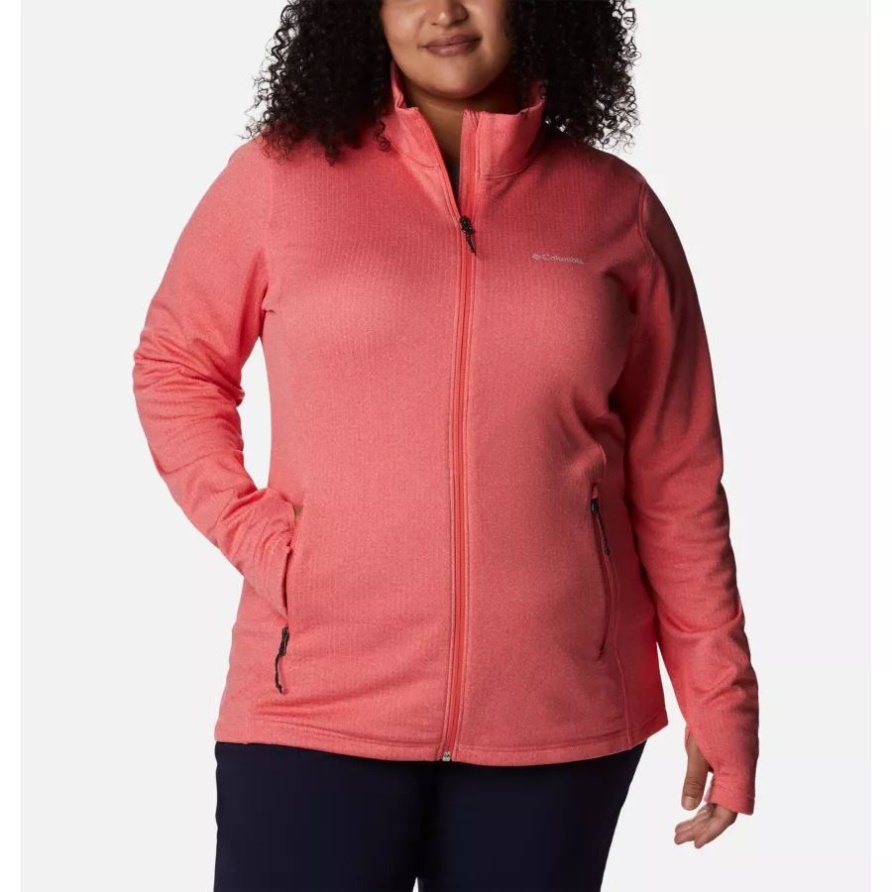 Columbia Park View Grid Fleecepullover Mit Durchgehendem Reißverschluss Für Damen In Übergröße In Blush Pink Heather