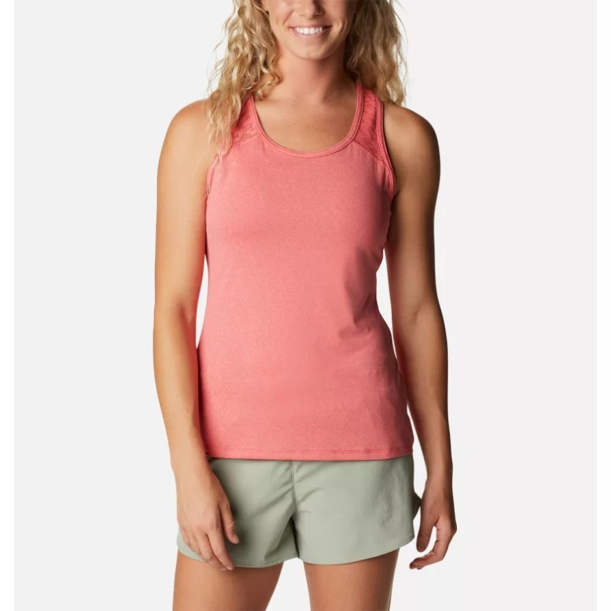 Columbia Technisches Tanktop Von Peak To Point Ii Für Damen Roter Hibiskus Meliert