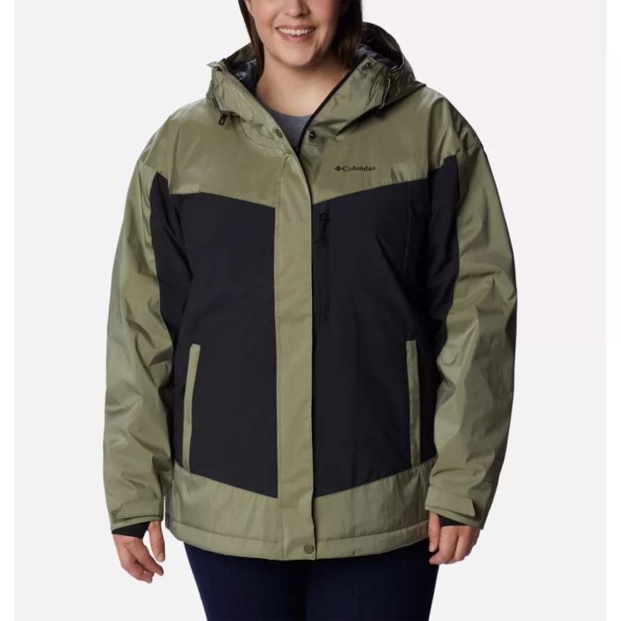 Columbia Point Park Isolierte Damenjacke Plus Size Steingrün Glänzend/schwarz
