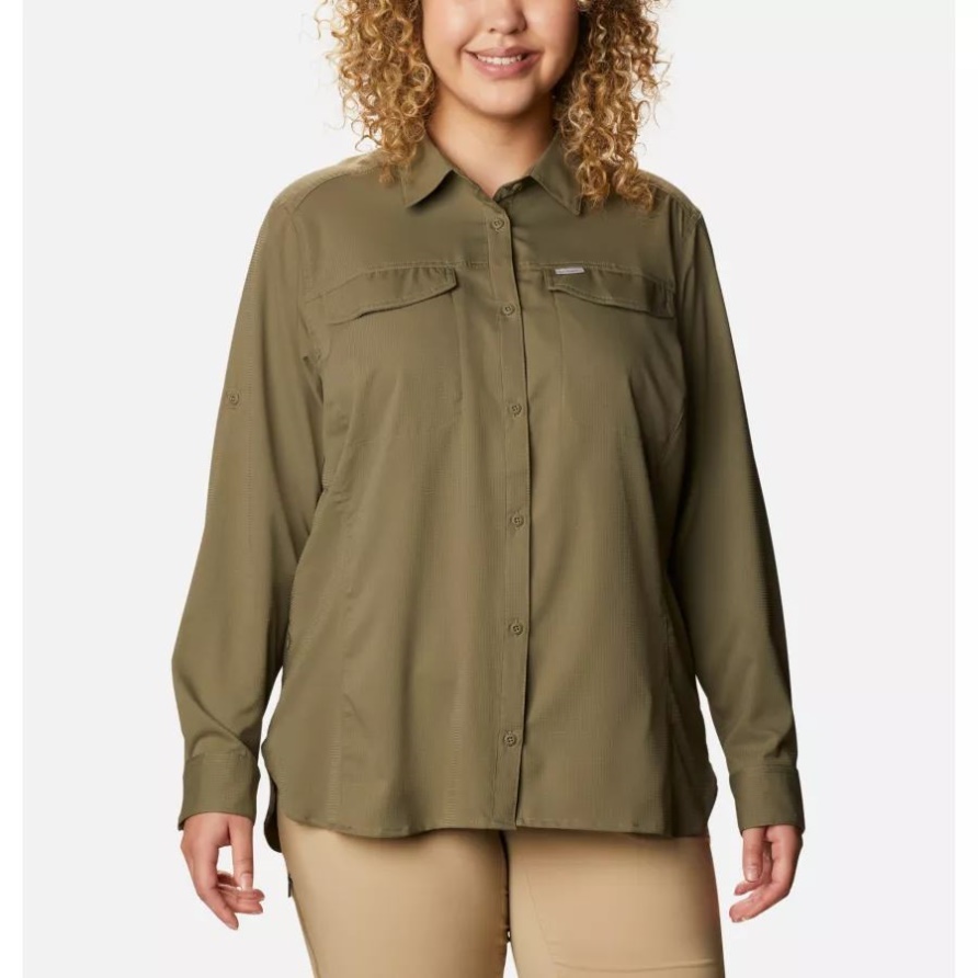 Columbia Silver Ridge Lite Langarmshirt Für Damen Plus Größe Steingrün