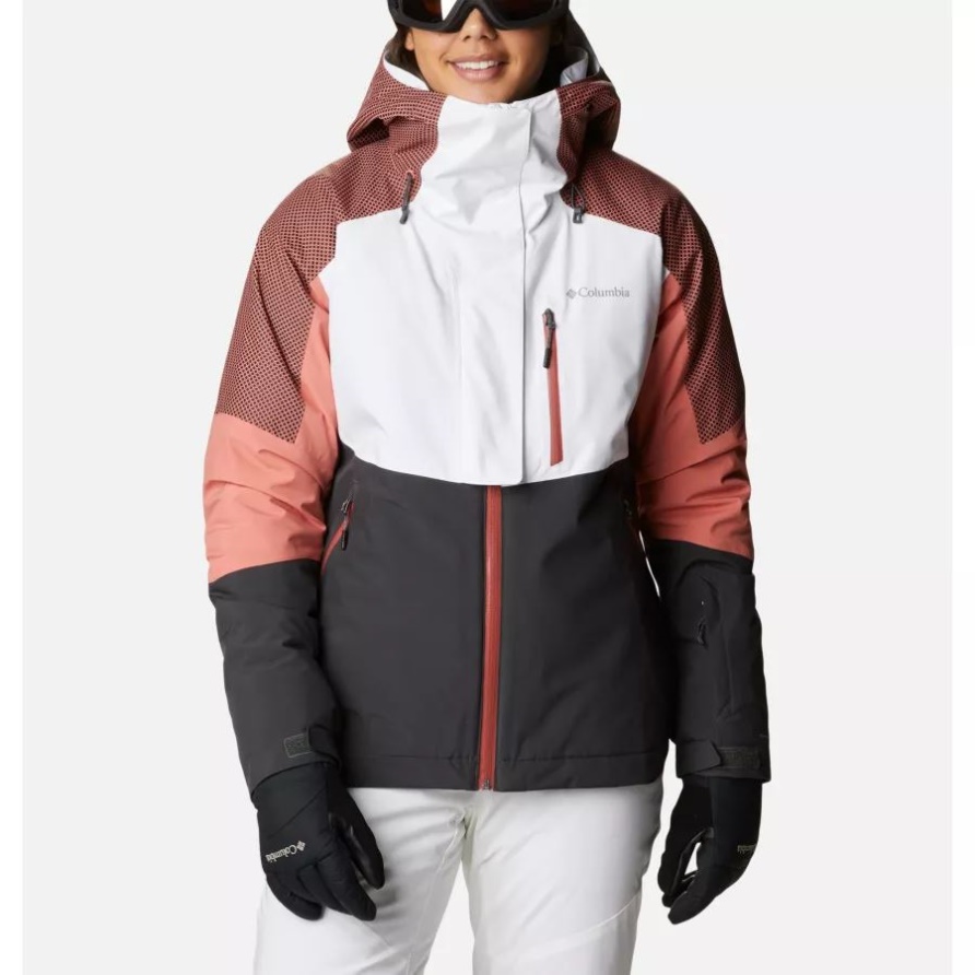 Columbia Snow Slab Blackdot Wasserdichte Skijacke Für Damen White/Shark/Dark Coral