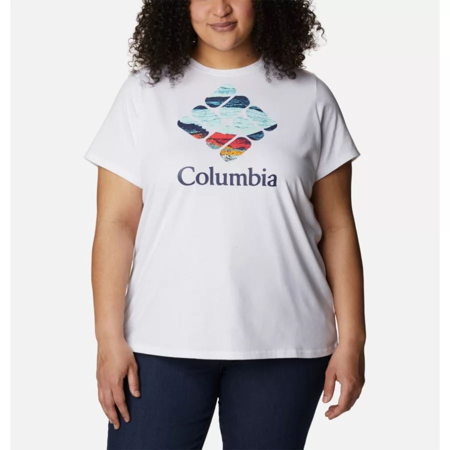 Columbia Sun Trek Grafik-t-shirt Für Damen Plus Größe Weiß/csc Gestapelt