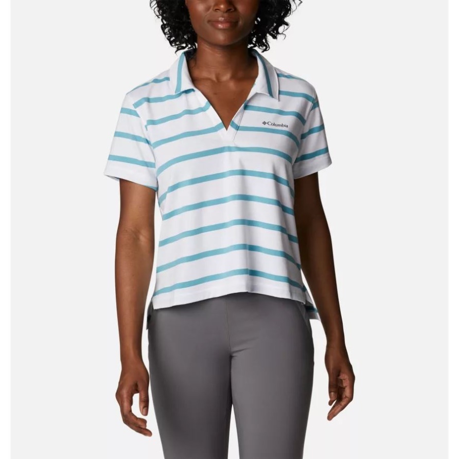 Columbia Sun Trek Polo Sea Wave Sunrise Stripe Für Damen