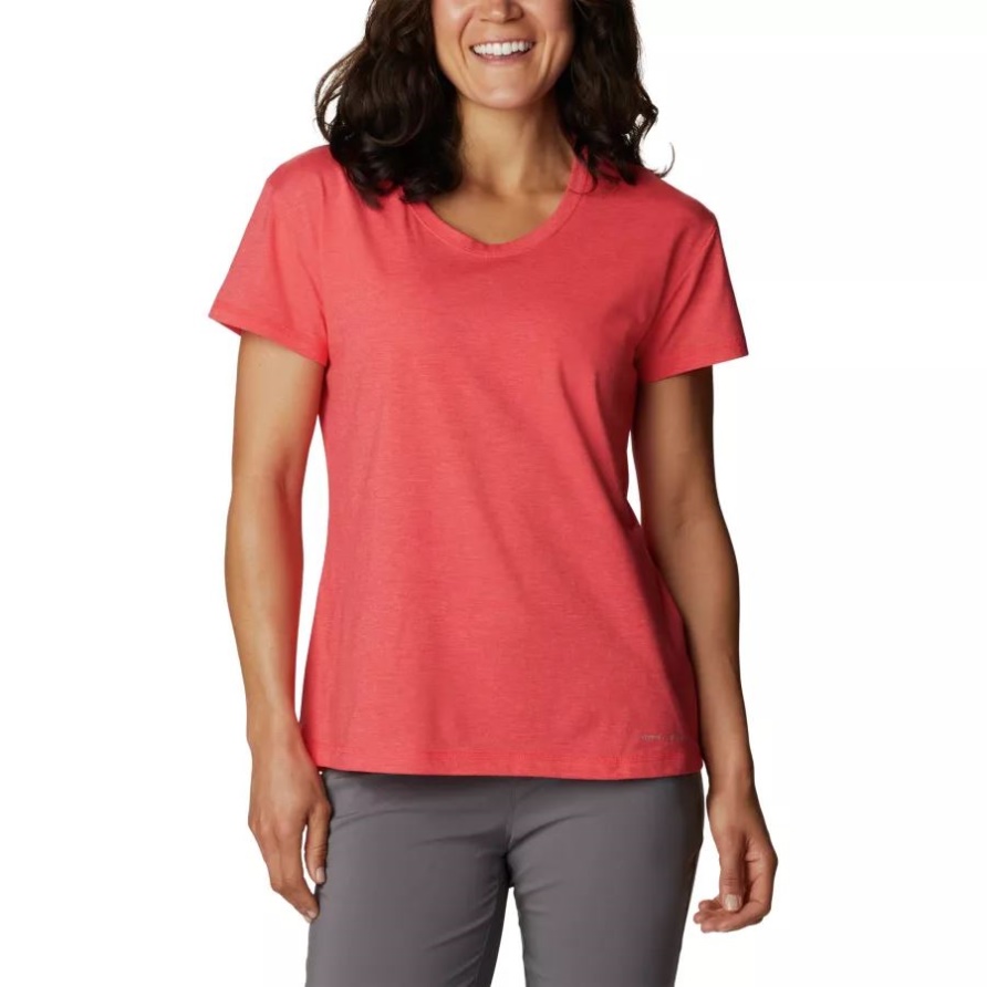 Columbia Sun Trek Technisches T-shirt Für Frauen Rot Hibiskus Meliert
