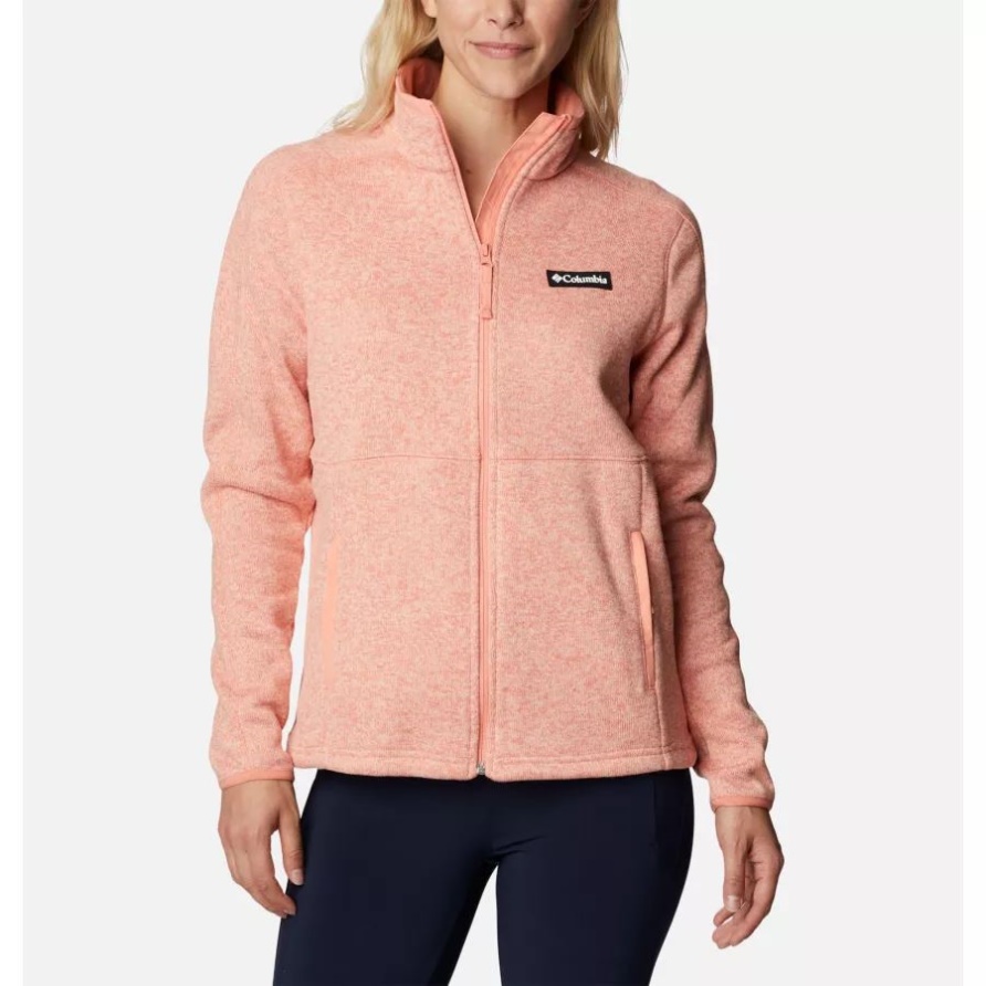 Columbia Damen Pullover Wetter Durchgehender Reißverschluss Jacke Sommer Peach/heather