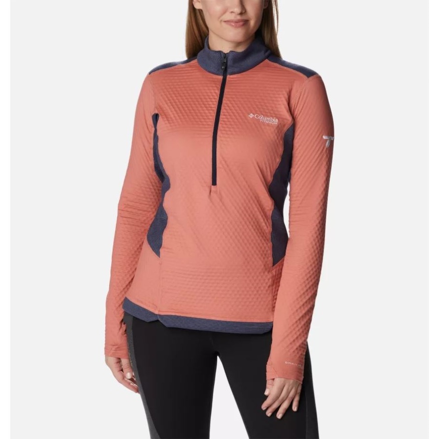 Columbia Titan Pass Helix Viertelreißverschluss Damenpullover Dark Coral/nocturnal