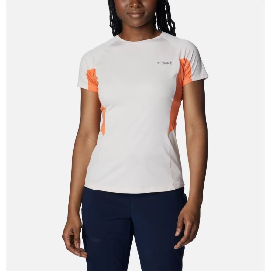Columbia Titan Pass Ice Kurzarmshirt Für Damen Pfirsichblüte/sunset Orange