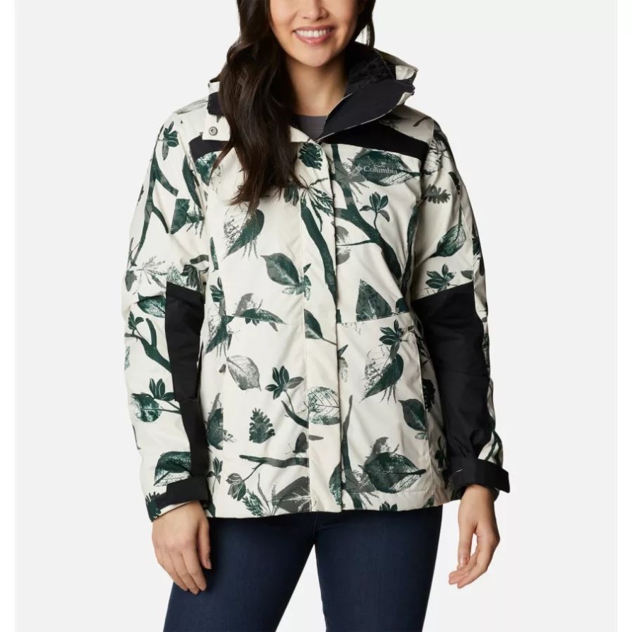 Columbia Damen Tunnel Falls Interchange Jacke Kreide-topiary-druck/schwarz