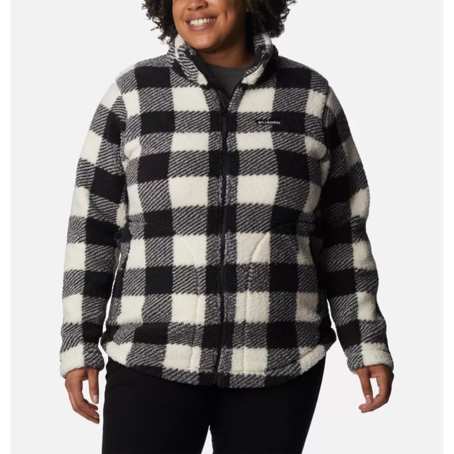 Columbia West Bend Fleecejacke Mit Durchgehendem Reißverschluss Für Damen In Übergröße Mit Kreidekaro-Print