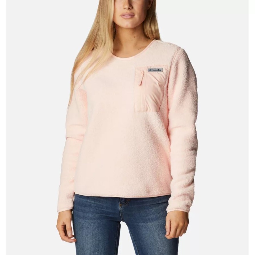 Columbia West Bend Sherpa Pullover Mit Rundhalsausschnitt Für Damen Pfirsichblüte
