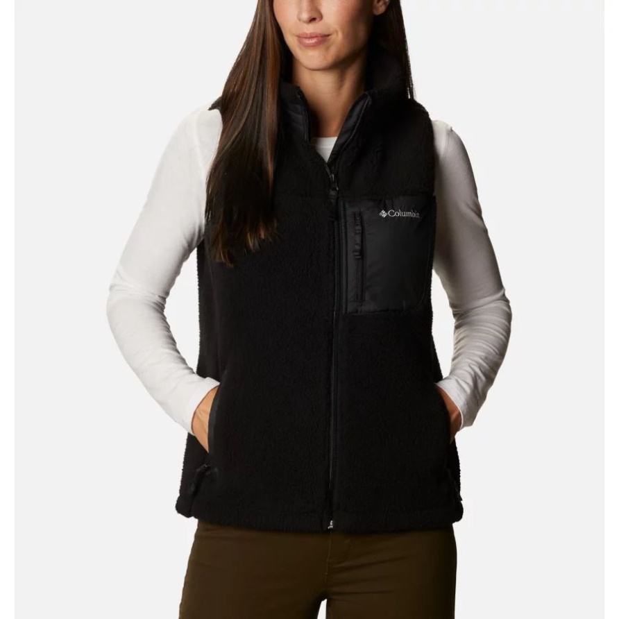 Columbia West Bend Sherpa-Fleece-Weste Für Damen Schwarz/schwarz