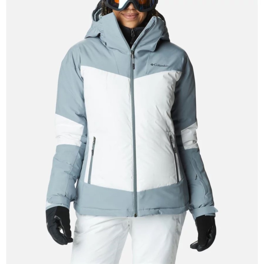 Columbia Wild Card Ii Wasserdichte Ski-daunenjacke Mit Kapuze Für Damen Weiß/passatgrau