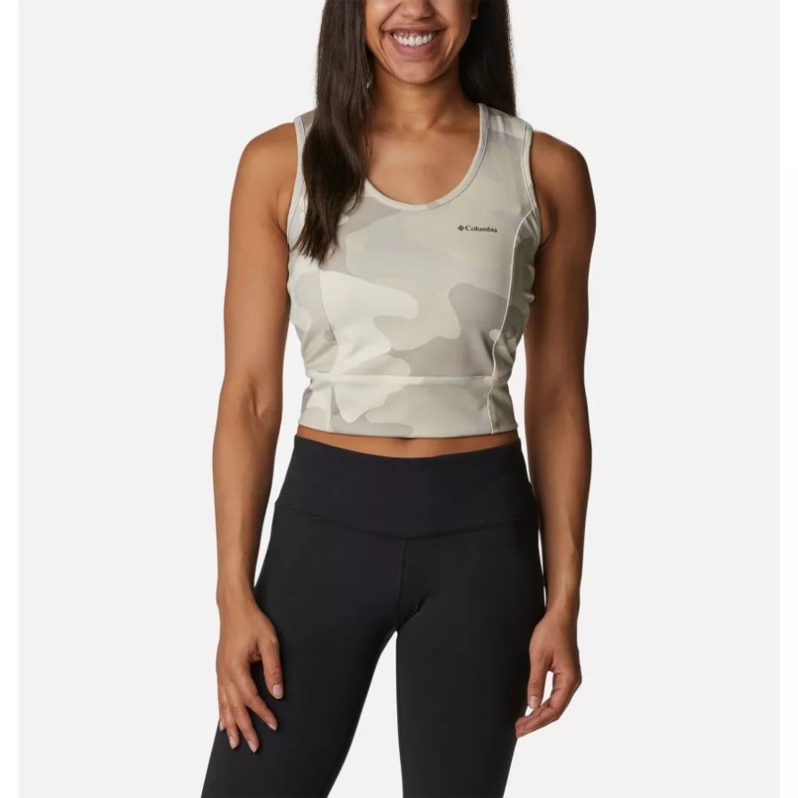 Columbia Frauen Windgates Ii Technisches Kurz Geschnittenes Top Chalk Mod Camo