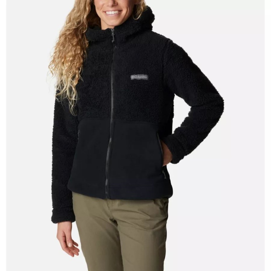 Columbia Winter Pass Sherpa Kapuzenfleecejacke Schwarz Für Damen