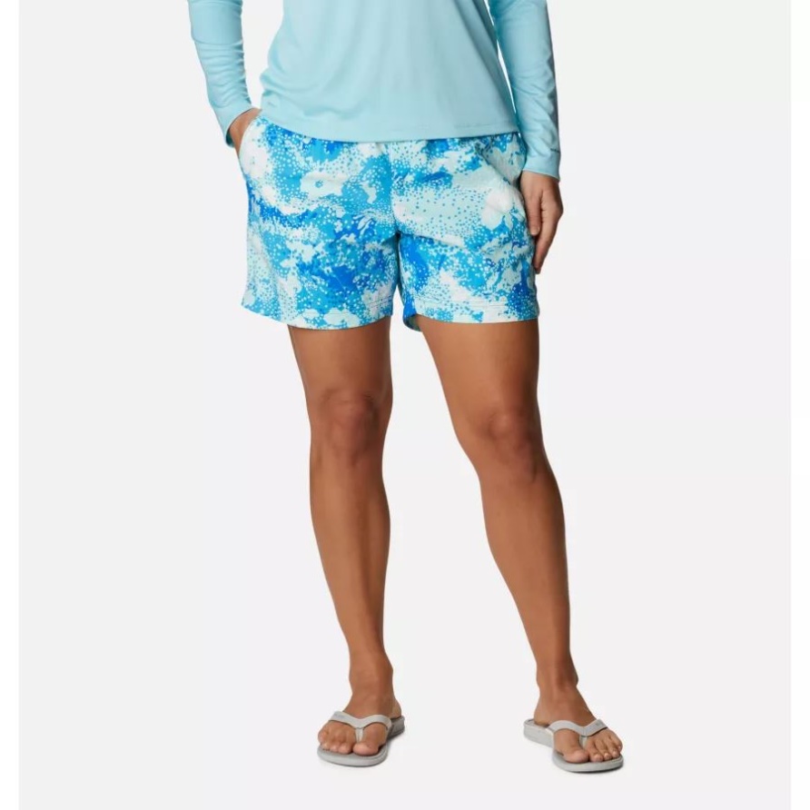 Compass Blue/foamfloral Print Columbia Pfg Super Backcast Wassershorts Für Damen