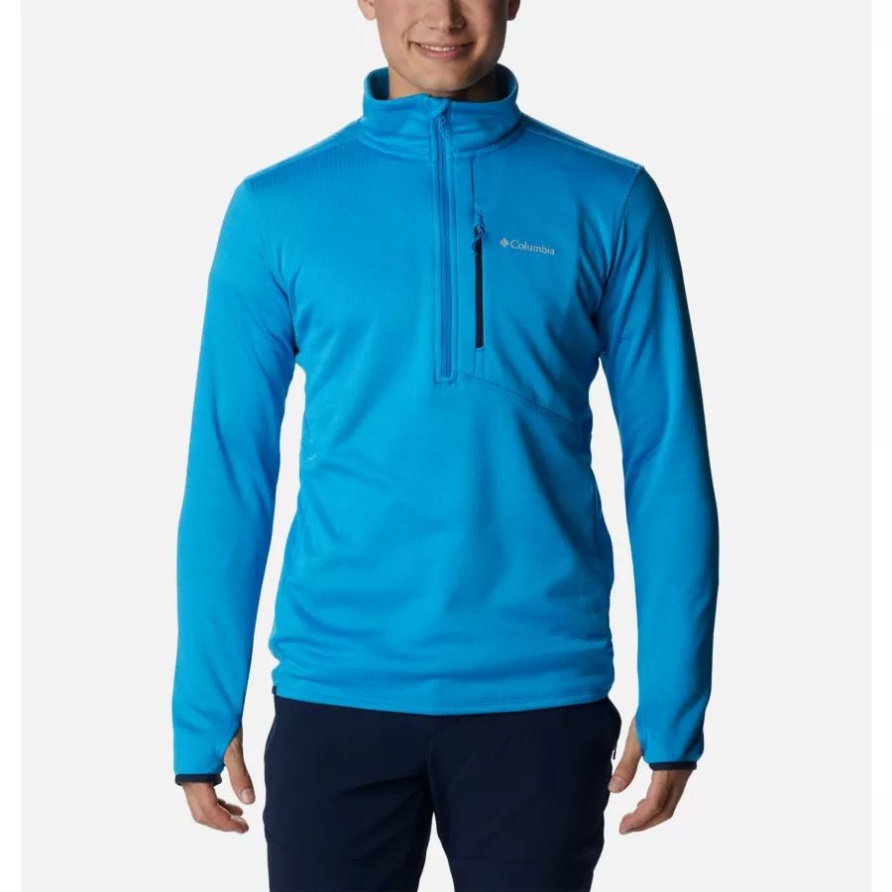 Kompassblau Meliert Park View Fleecepullover Mit Halbem Reißverschluss Für Herren Columbia