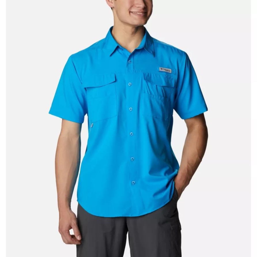 Compass Blue Herren Pfg Blood And Guts Iv Gewebtes Kurzarmhemd Columbia