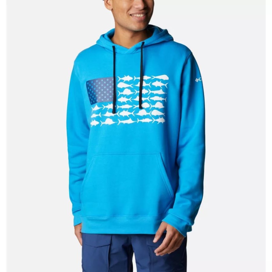Pfg-Fischflagge Ii Hoodie Der Kompass-blauen/weißen Offshore-Fische Columbia-Männer