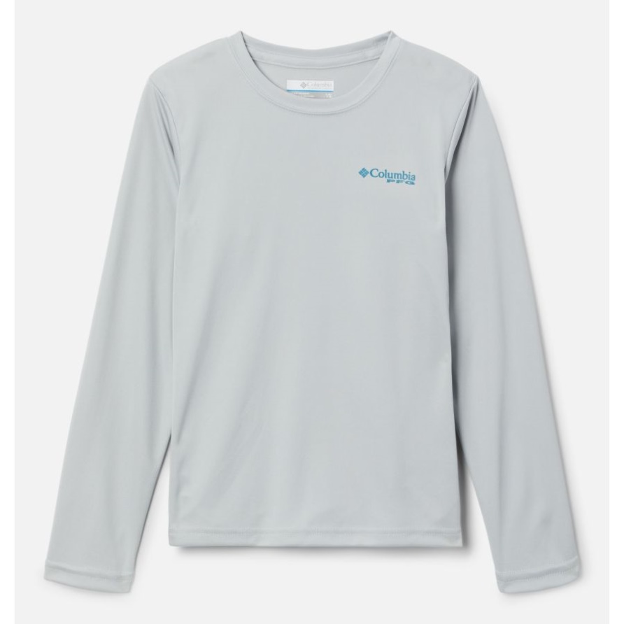 Cool Grey/Deep Marine - Pfg Terminal Tackle University Langarmshirt Für Jungen Columbia