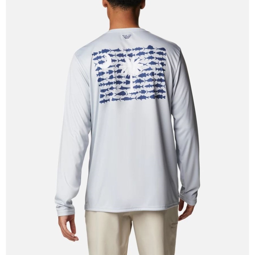Cool Grau/south Carolina Fish Herren Pfg Endgerät Fischflagge Langarmshirt Groß Columbia