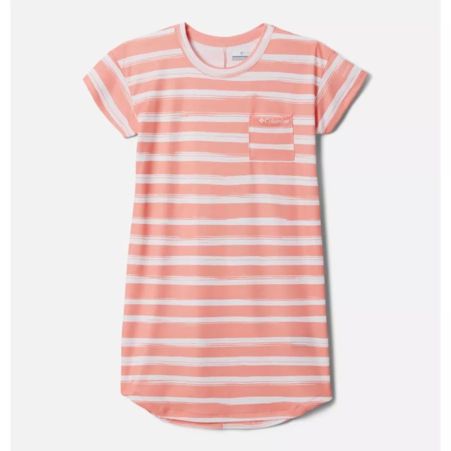 Coral Reef Brush Stripe Columbia Parker Ridge Kleid Für Mädchen