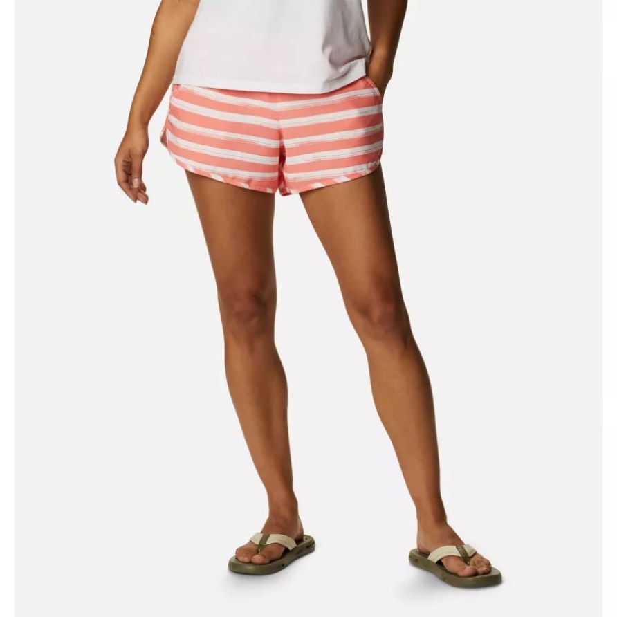 Coral Reef Brush Stripe Columbia Damen-Shorts Mit Bogata-Bay-Stretch-Print