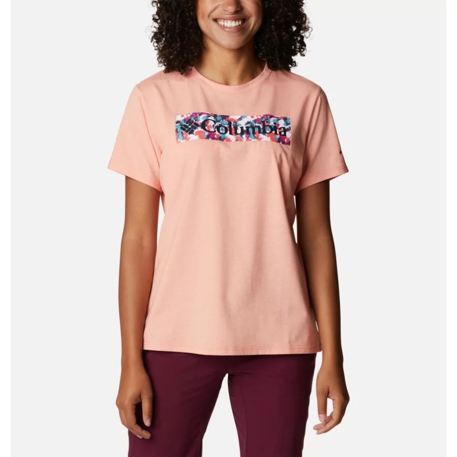 Korallenriffheide/Taifunblütenrahmen Sun Trek Technisches Grafisches T-Shirt Kolumbien-Frauen