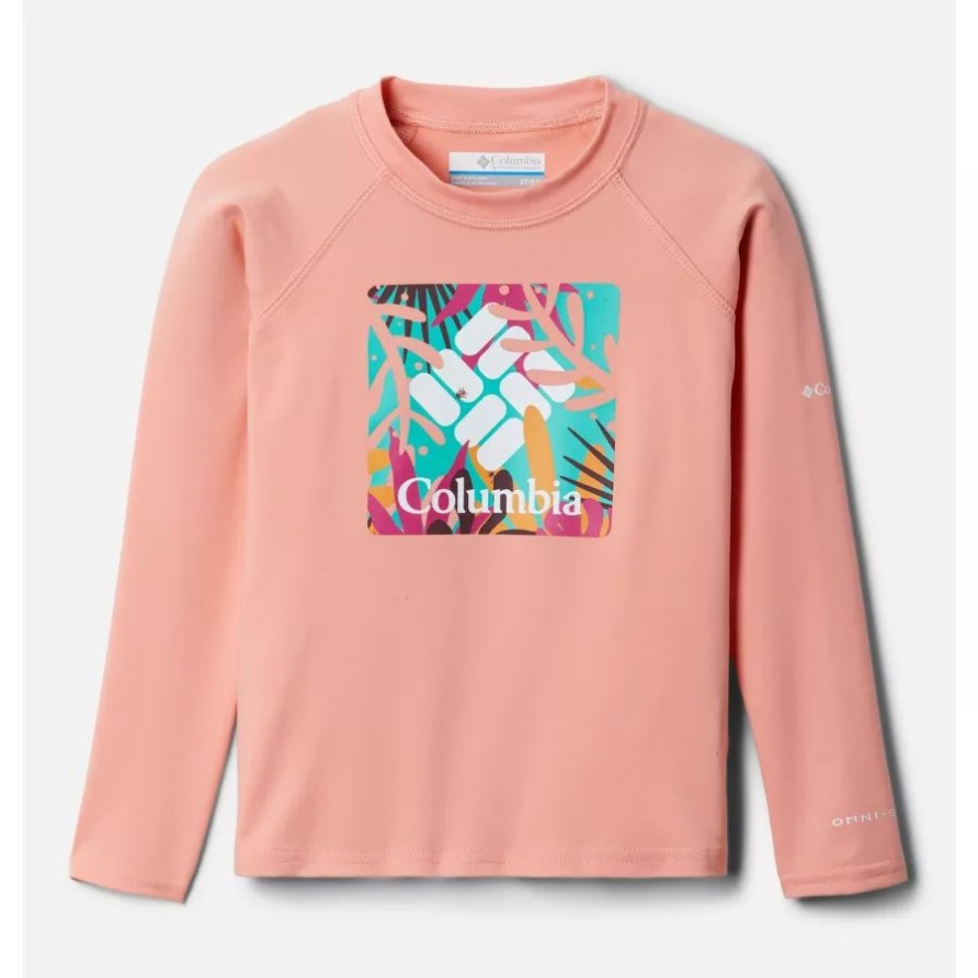 Korallenriff Im Kleinkind Der Blätter Columbia-Kinder Sandige Ufer Bedrucktes Langärmliges Sonnenschutz-Shirt