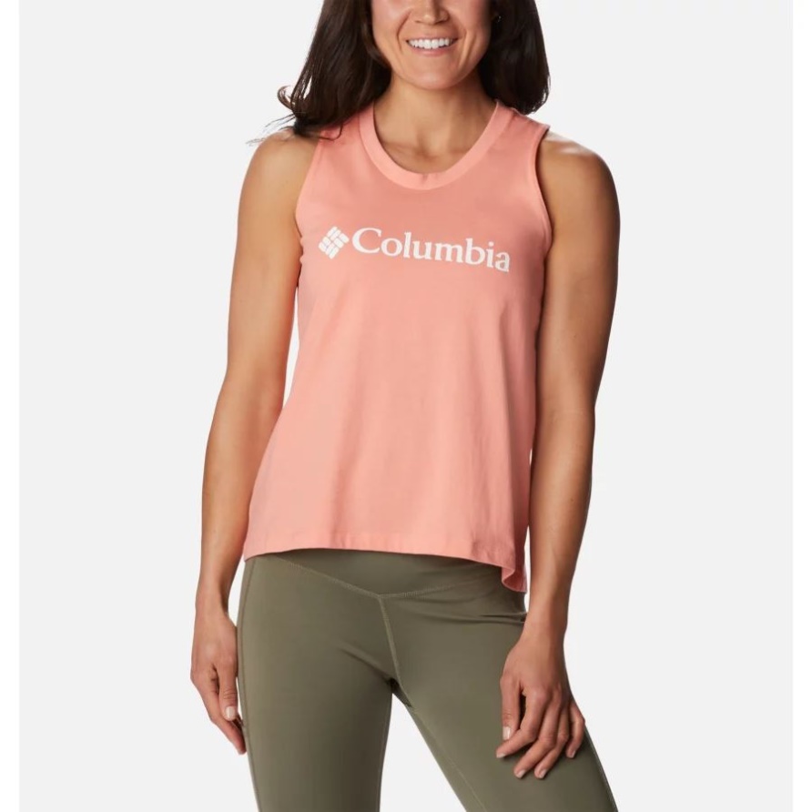 Coral Reef/Weiß North Cascades Tanktop Von Columbia Mit Branding Für Damen