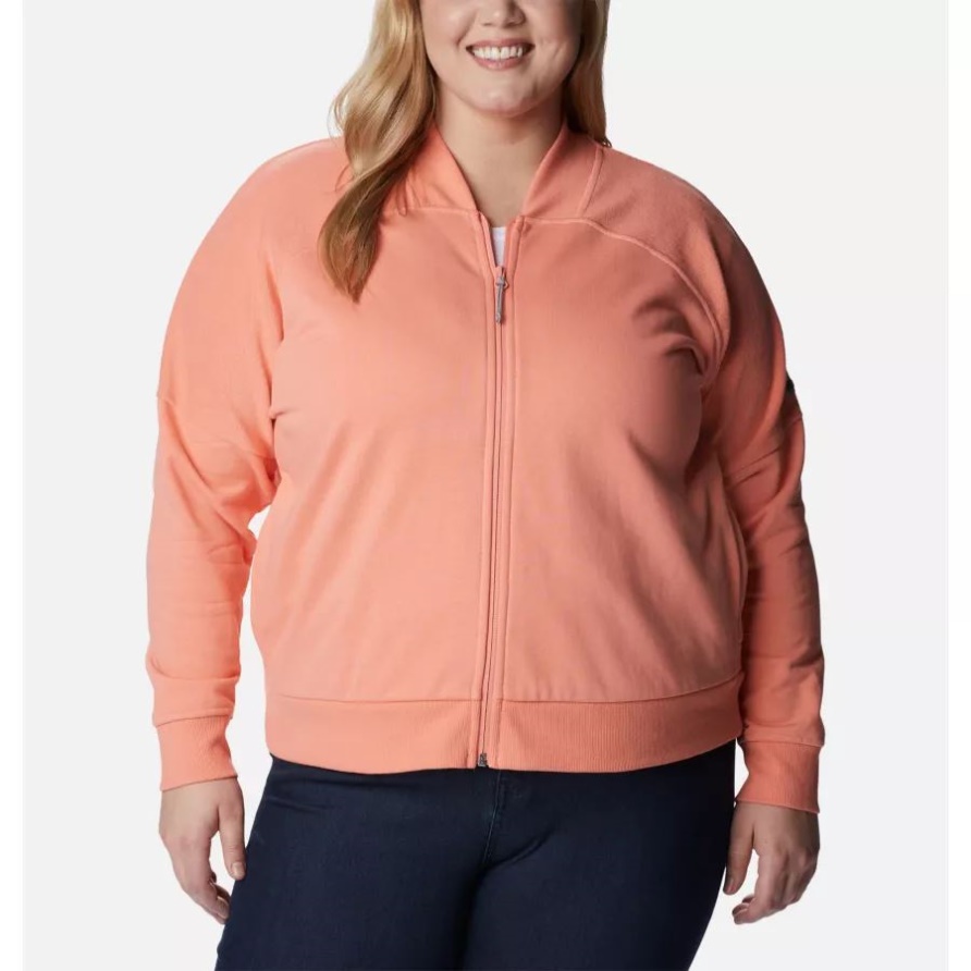 Coral Reef Columbia Lodge French Terry Jacke Mit Durchgehendem Reißverschluss Für Damen Plus Größe Columbia