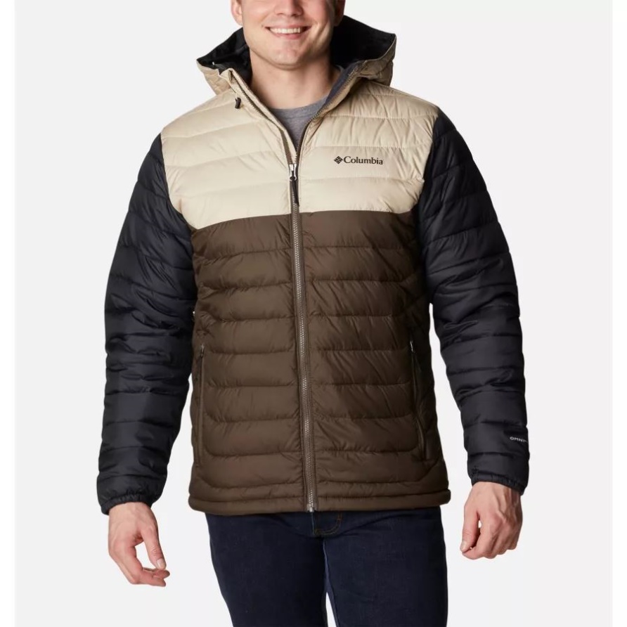 Cordovan/Ancient Fossil/Black Columbia Powder Lite-Isolierjacke Mit Kapuze Für Herren