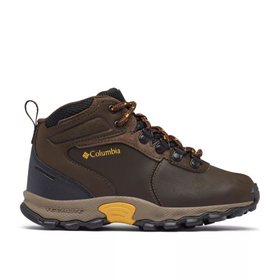 Cordovan/goldgelb Newton Ridge Wasserdichter Wanderschuh Für Große Kinder Breit Columbia
