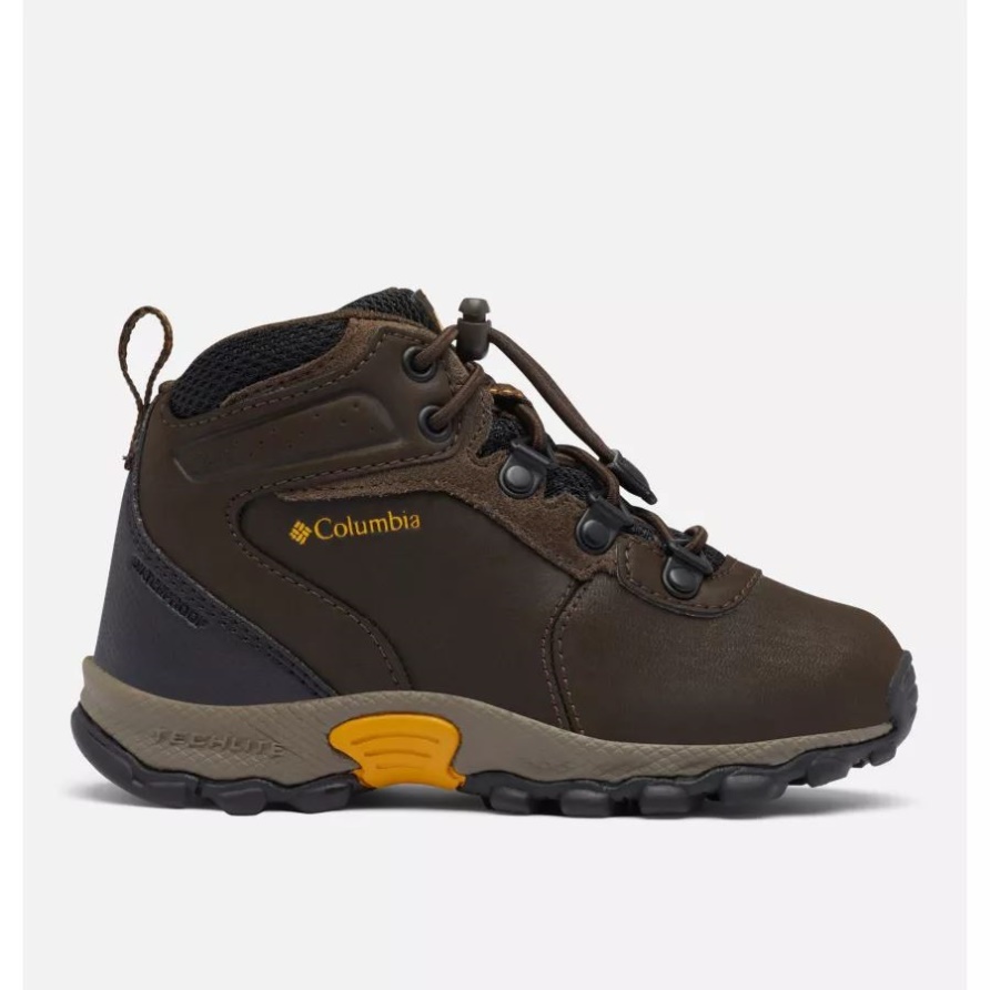 Cordovan/Goldgelb Newton Ridge Wasserdichter Wanderstiefel Der Marke Columbia Für Kleine Kinder