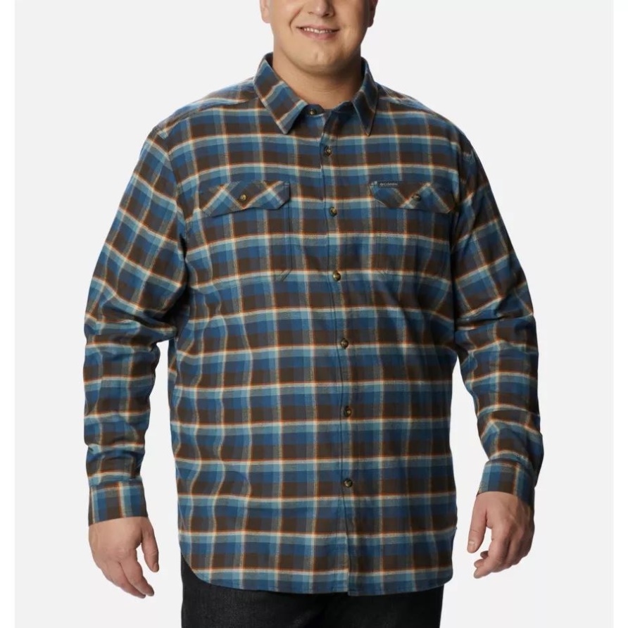 Cordovan Shadow Plaid Columbia Flare Gun Stretch-Flanellhemd Für Herren In Erweiterter Größe