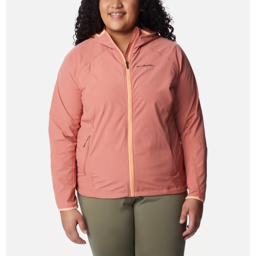 Dark Coral Columbia Damen-Softshell-Kapuzenjacke In Übergröße