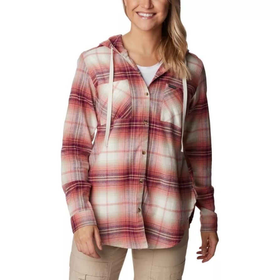 Dark Coral Ombre Multi Damen Stretch-Hemd Mit Kapuze Und Langen Ärmeln Columbia