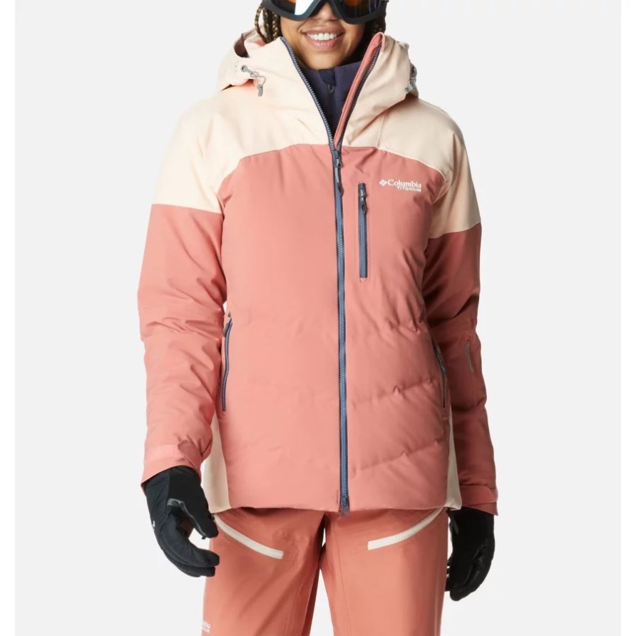 Dunkle Koralle/Pfirsichblüte Columbia Powderkeg III Wasserdichte Ski-Daunenjacke Für Damen